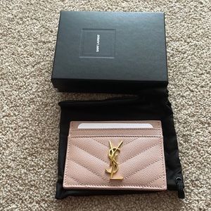 Saint Laurent YSL card case pale pink